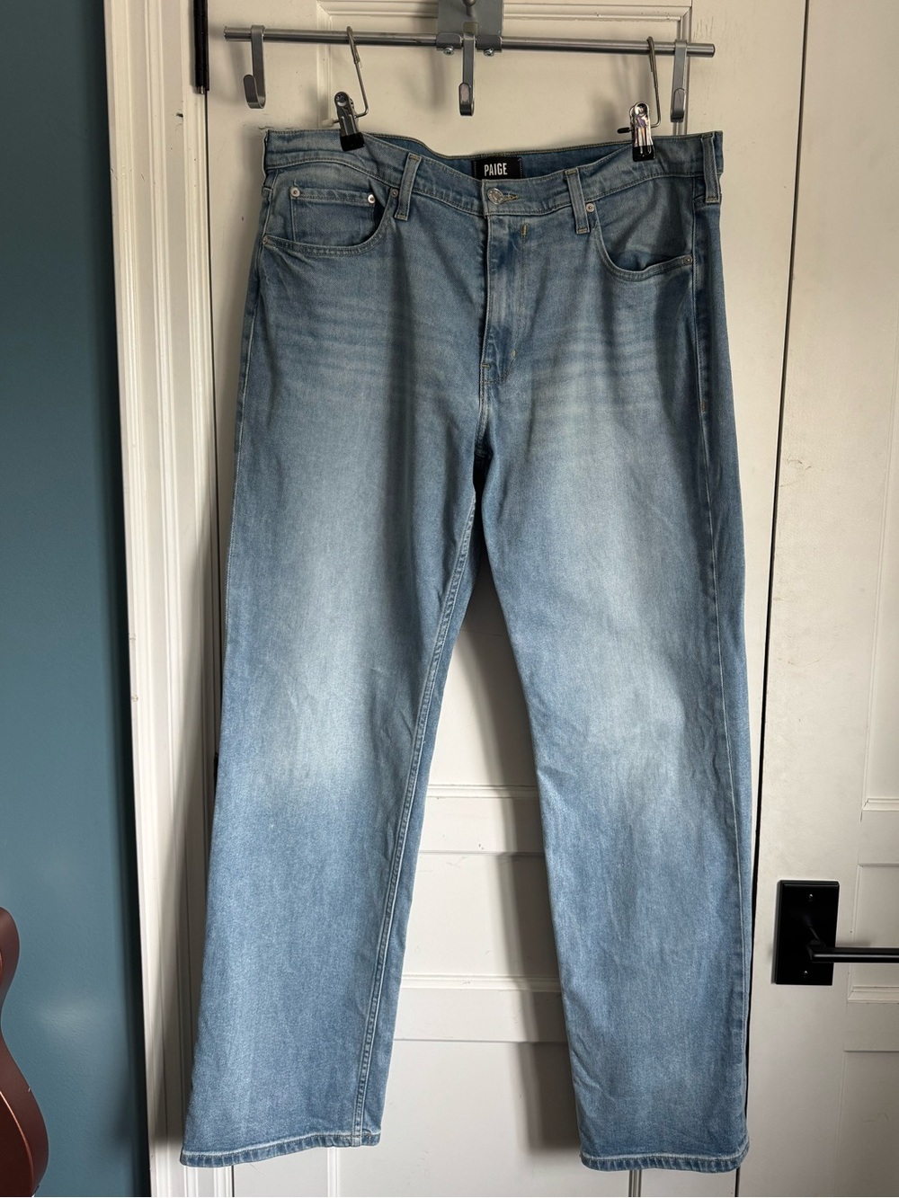 PAIGE Men's Light Blue Relaxed Straight-Leg Jeans - Doheny 36x34